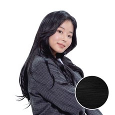 Belleum 長版豐盈C型捲波浪按扣式髮片, OB 原始黑色, 1套