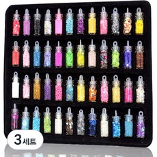 타이탄 프리미엄 네일 글리터 레진 아트 48종 세트, 3세트, 랜덤발송(색상, 디자인)