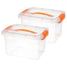 德利生活 收納箱 22L, 透明, 2個