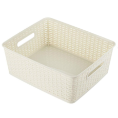 百貨King 藤藝104收納籃 置物盒 收納盒 35 x 30 x 13cm, 米白色, 1個