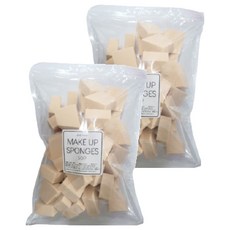 楔形美妝海綿 50入, 米色, 2個