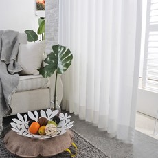 CHOUETTROOM Nature頂級雪紡蝴蝶褶皺窗簾 穿針式 + 窗簾綁帶, 白色