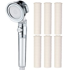 一鍵止水增壓過濾蓮蓬頭+濾芯 6入, 1組