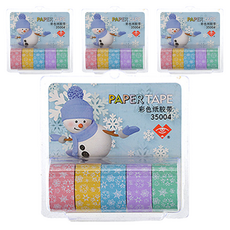 Bluemato 紙膠帶3 雪花圖案 35004 5入, 粉色、黃色、藍色、紫色、綠色, 4件
