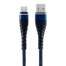 KTnet 廣鐸 強化插拔旋風線 2.5A USB to TYPE-C 充電傳輸線 100cm, 1個, 黑色 + 藍色