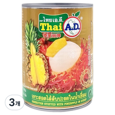 타이에이디 람부탄 파인애플 통조림, 565g, 3개