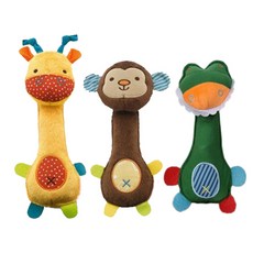 動物造型犬用絨毛玩具組, 鱷魚+長頸鹿+猴子, 3個