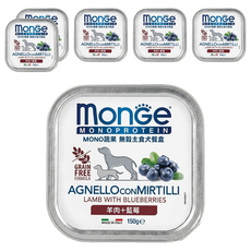 MonGe 瑪恩吉 成犬 MONO蔬果系列 無穀主食餐盒, 羊肉 + 藍莓, 150g, 6個