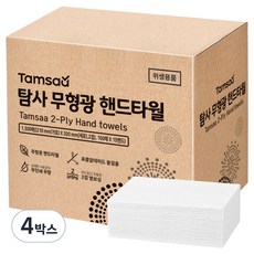 Tamsaa 2層無螢光擦手巾, 1500張, 4個