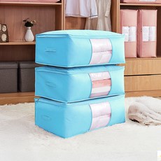 MF스토어 마이홈 대용량 다용도 접이식 패브릭 이불 보관 리빙박스, 02블루, 1개