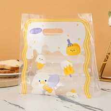 鴨子自黏塑膠包裝袋 零食禮物袋 中, 白色, 50個