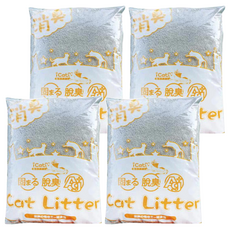 iCat 寵喵樂 嚴選細球砂, 添加專利天然無毒植物萃取, 全台獨家低粉塵礦砂, 12LB, 4包, 無香味