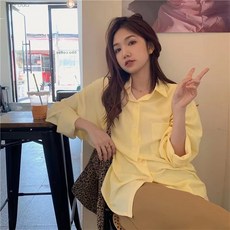 피어니스트 여성용 가벼운 긴팔 루즈핏 패션 셔츠