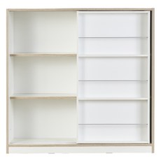 리바트 꼼므 마카롱 1200 슬라이딩 전면책장 방문설치, 화이트, 3단