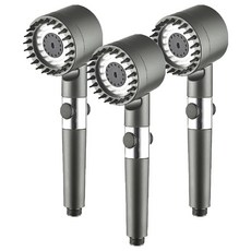 增壓按摩蓮蓬頭 G380, 黑色 + 銀色, 3個