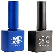 Jello Jello 透亮上層+霧面上層美甲封層膠 天鵝絨觸感, 透亮上層膠 + 霧面上層膠, 1組