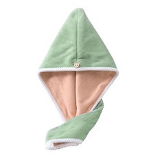 Shabby Boy 奧笑臉 雙層加厚珊瑚絨超強吸水乾髮帽-綠粉 1入