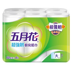 五月花 超強韌廚房紙巾 60張, 6捲, 1袋