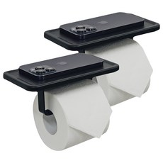 ROJI 飯店式鋁製3M背膠衛生紙架, 黑色, 2個