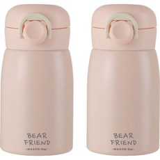 푸코 베어 프렌드 원터치 보온병 2p, 260ml, 핑크