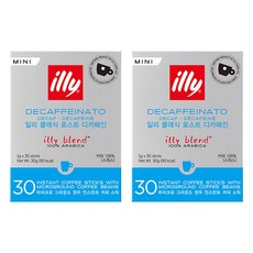 illy 意利 低咖啡因烘焙阿拉比卡即溶咖啡粉, 1g, 30條, 2盒