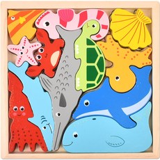 발란스 원목퍼즐세트 바다, 1개, 12피스