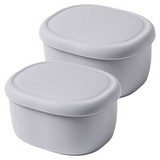 廚房工廠粉彩矽膠圓形密封容器灰色 200 毫升, 2個, 200ml
