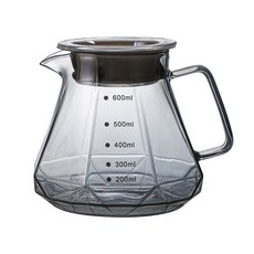 卡特屋 黑曜石咖啡分享壺 含壺蓋 無鉛耐熱玻璃, 透明, 600ml, 1個