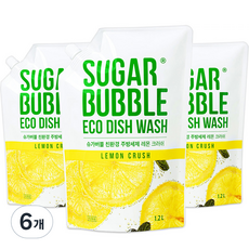 슈가버블 주방세제 레몬 크러쉬, 1.2L, 6개