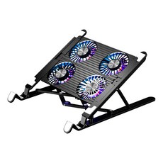 ANTIAN 4風扇360度排風散熱升降筆電增高支架/可折疊ipad散熱支架, 黑色, 1個