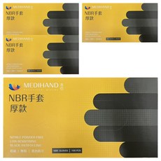MEDIHAND 美恆 NBR手套 厚款 100個裝, 4個, 黑色, 小 (S)