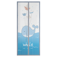 半島良品 魔術膠靜音磁吸防蚊門簾, 鯨魚 藍色