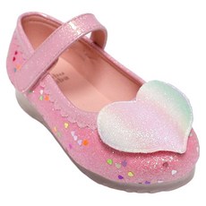 bimbobimba 女童閃亮愛心LED平底鞋