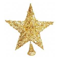 摩達客 25cm 珠鐵網立體樹頂星 (金色), 1組