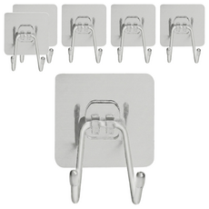 小麥購物 加大免釘掛鉤 雙勾款 Y800 23g, 銀色 + 透明色, 6個