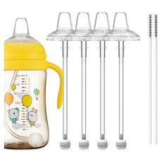 soonsooa 重力球吸管替換裝 4入+通用吸管刷組, 混色, 1組