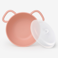 NIneware 動物小狗麥片碗 + 蓋子組, 粉紅色, 1套