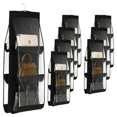 hillo 多用途6層收納袋收納架衣架, 黑色, 4組