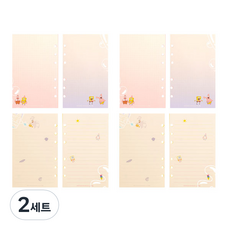 스폰지밥 아카이브 6공 리필속지 그라데이션 모눈 2p + 유선 노트 2p 세트, 2세트