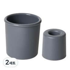 FLaiTO 矽膠馬卡龍色浴室漱口杯 210ml + 牙刷架套組, 炭灰色, 2套