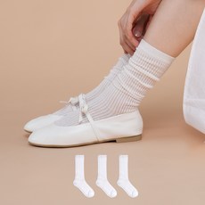 삭피엔스 여성용 롱롱 시스루 패션 양말 3켤레 세트