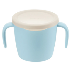 Richell 利其爾 TLI 雙層可拆式不鏽鋼雙耳杯 附蓋 不易殘留味道 外杯耐高溫塑膠 無毒可微波 方便孩子拿握, 藍色, 1個, 250ml