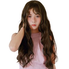 가발나라 여성용 통가발 히피펌 M, 내츄럴블랙, 1개