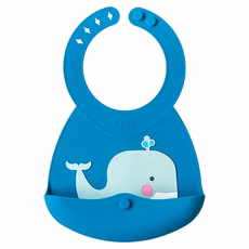 VIIDA Joy 便攜式矽膠圍兜, 迪倫鯨 深藍色, 1個, 1入