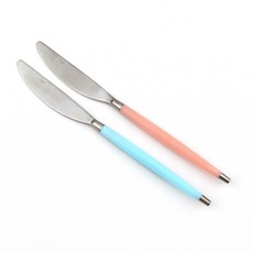 Bogen 韓國製造 Le Bien 緞面餐具餐刀2件組, 1套, 柔粉色, 柔藍色