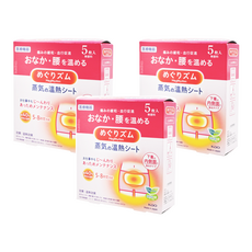 Kao 花王 MegRhythm 美舒律 蒸氣溫熱貼女性熱敷貼, 5片, 3盒