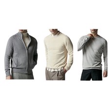 L'UOMO 男士拉鍊開襟衫 + 圓領針織衫 2件組 CL202102