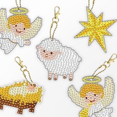 DCLARE 方塊水鑽鑽石畫DIY雙面鑰匙圈製作5件套組, 誕生, 1套