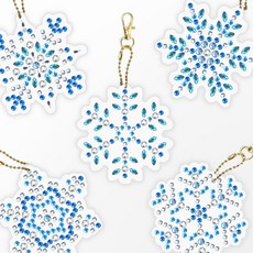 DCLARE 方塊水鑽鑽石畫DIY雙面鑰匙圈製作5件套組, 雪花, 1套