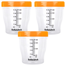 Bebelock Tritan材質 Premium 副食品刻度密封罐, 橘色, 180ml, 3個